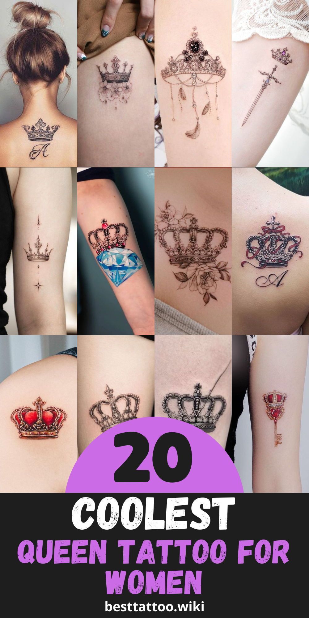 Small queen crown tattoo 0079