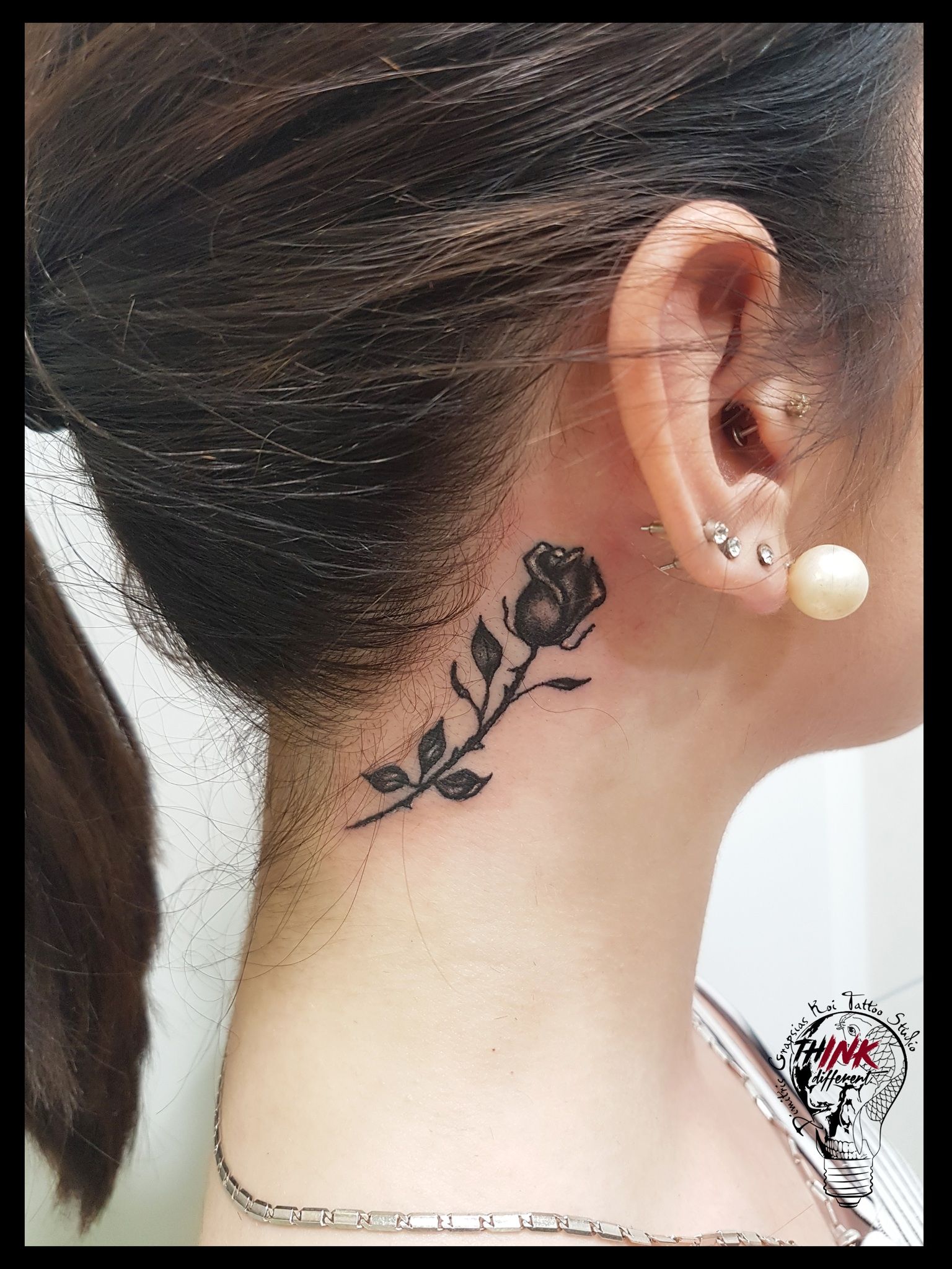 small rose neck tattoo designs