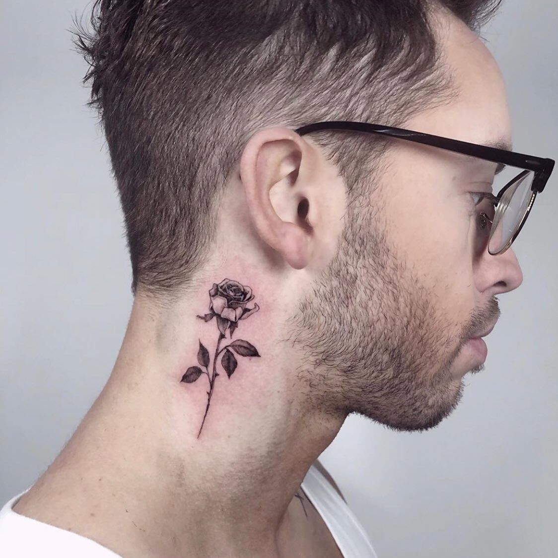 small rose neck tattoo 0013