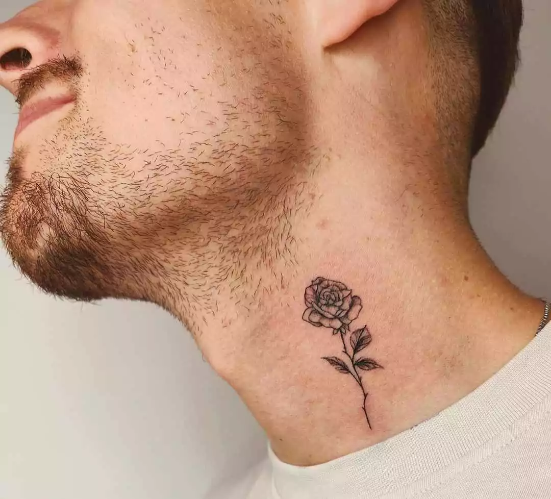 small rose neck tattoo 0014