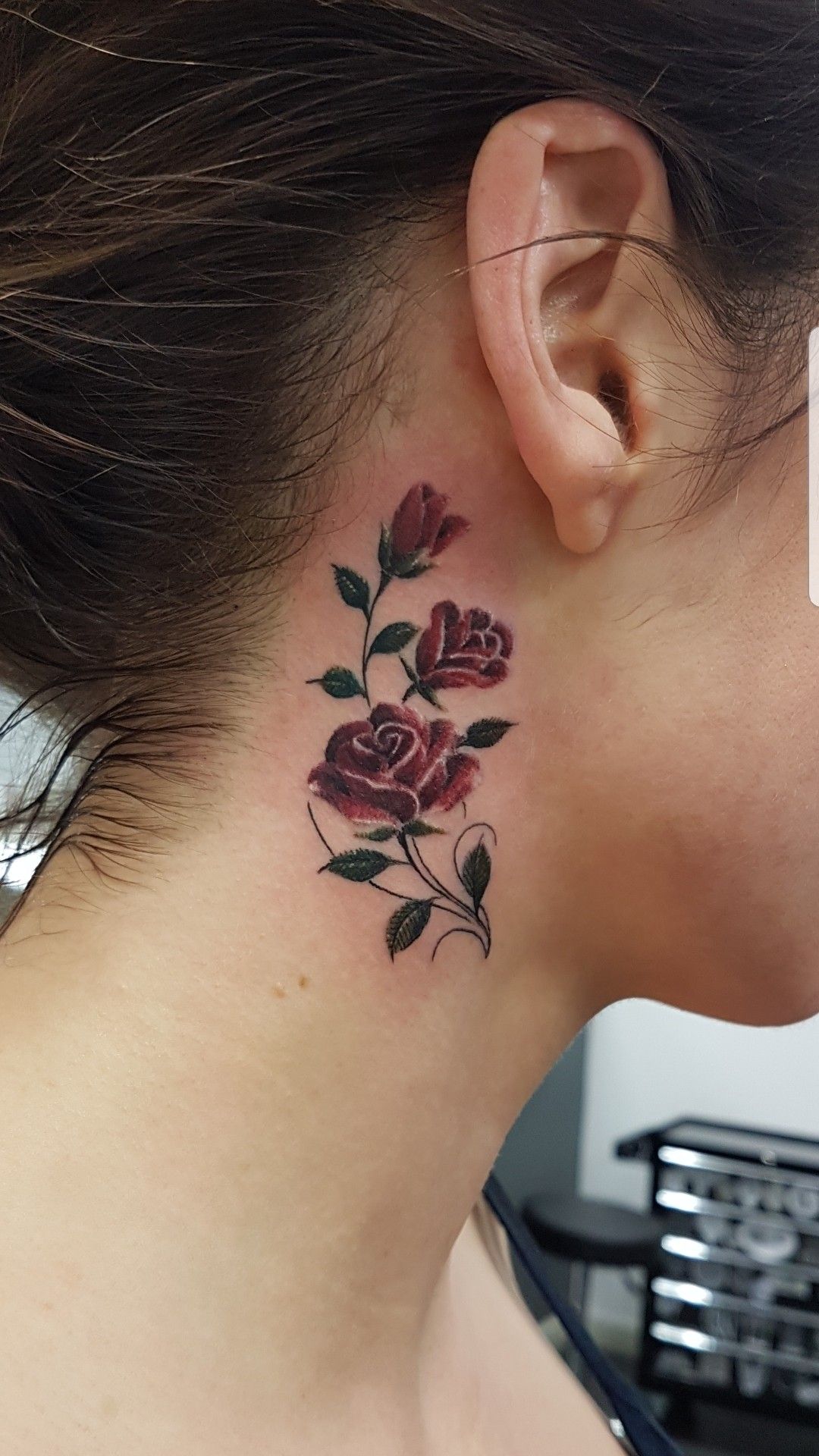 small rose neck tattoo 0017