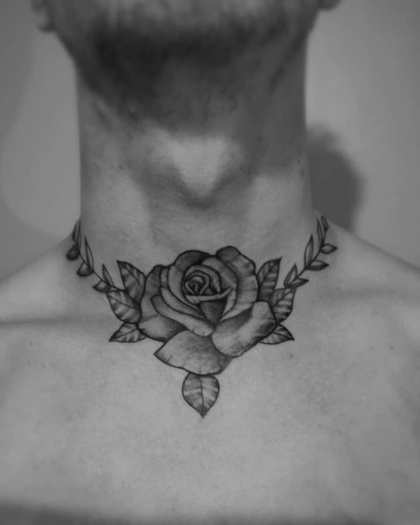 small rose neck tattoo 0018