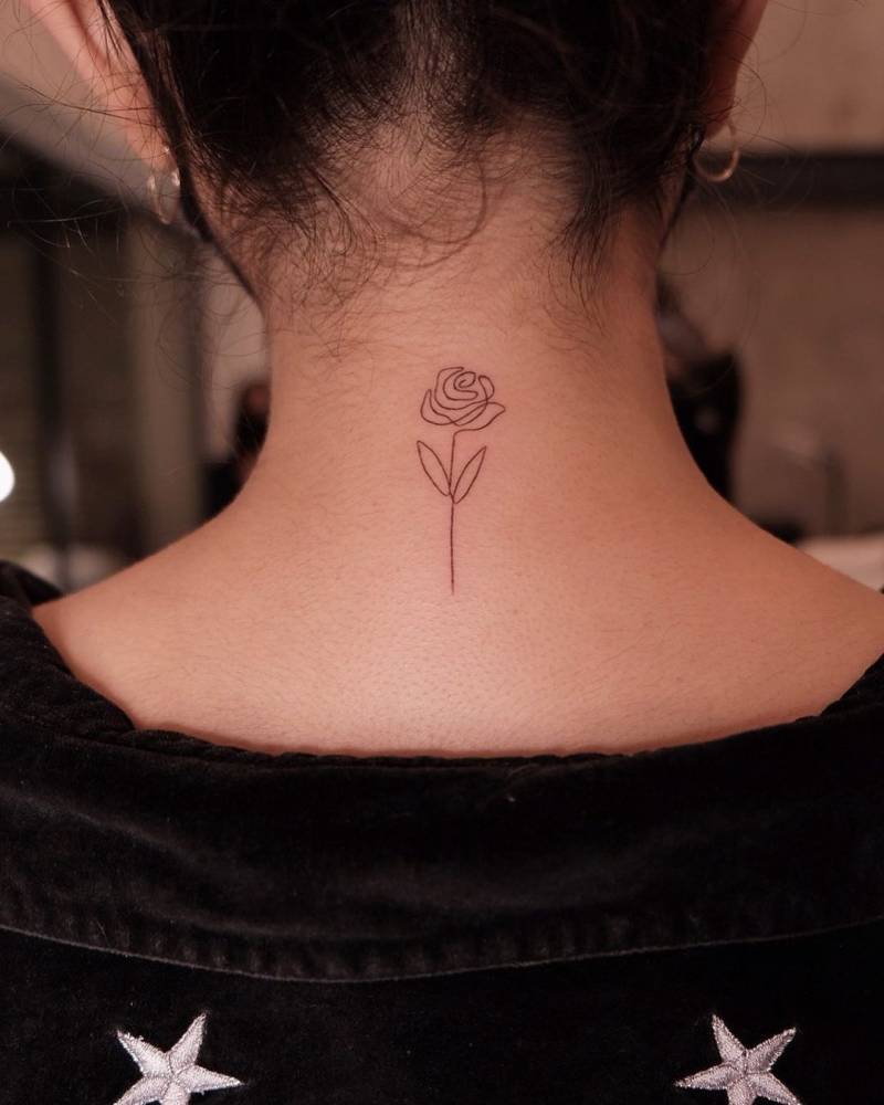 small rose neck tattoo 0019