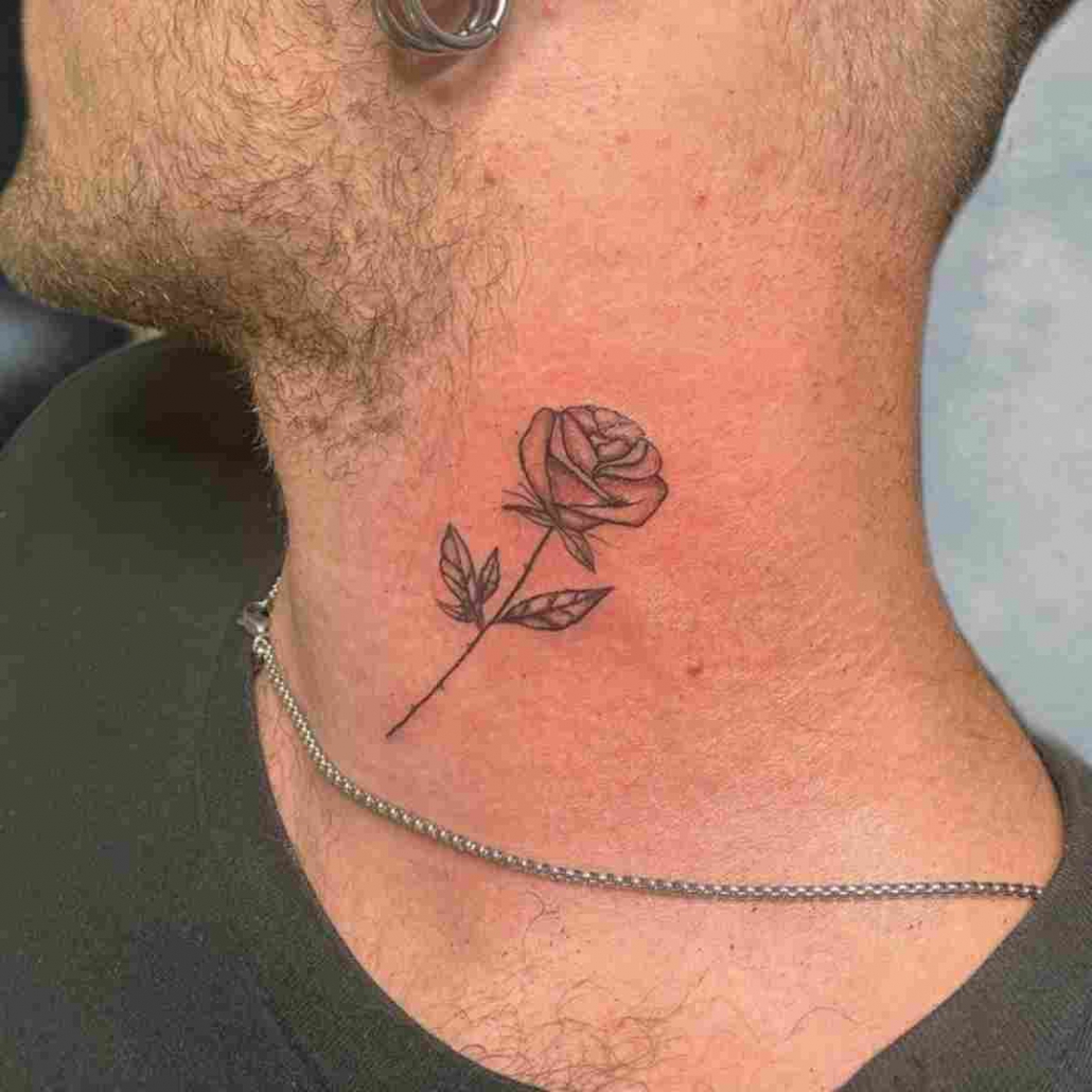 small rose neck tattoo 0021