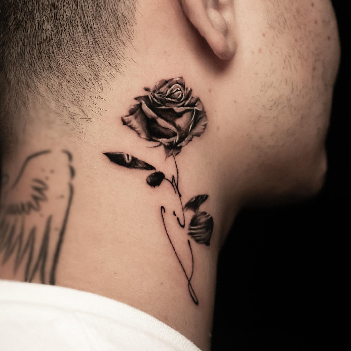 small rose neck tattoo 0028