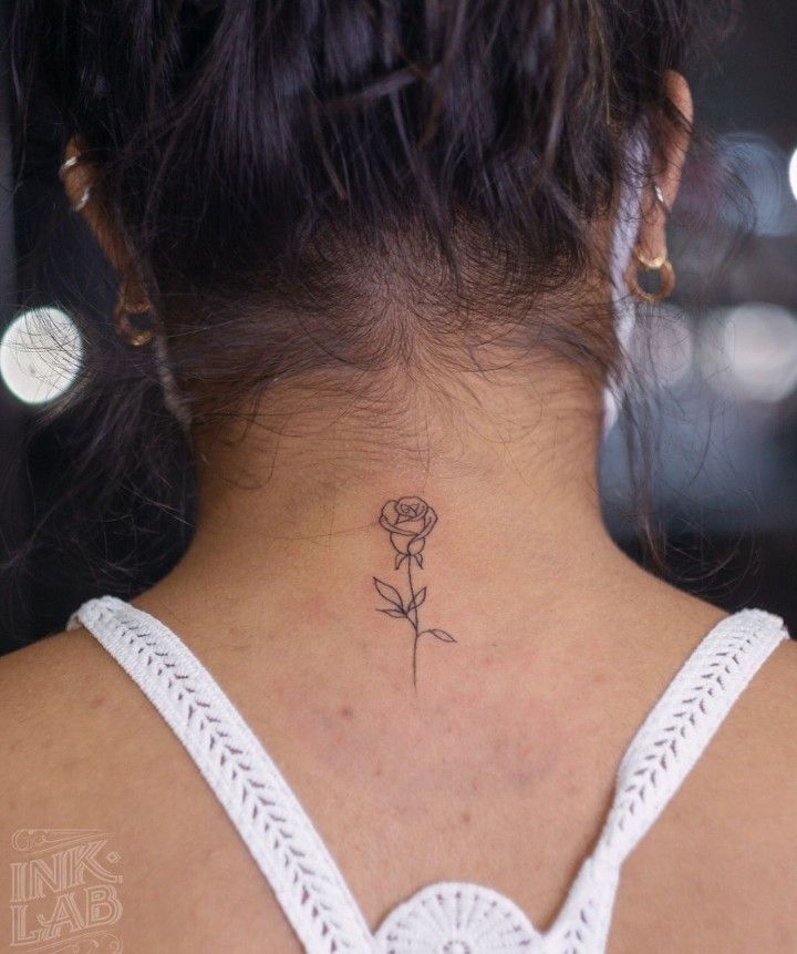 small rose neck tattoo 0033