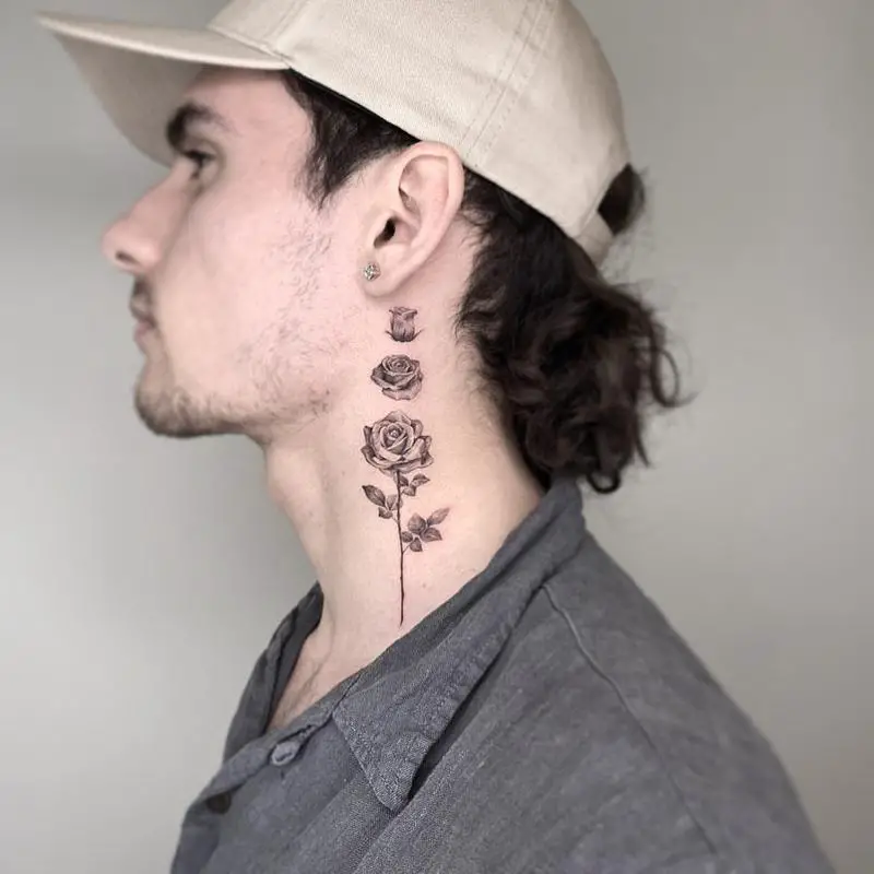 small rose neck tattoo 0035