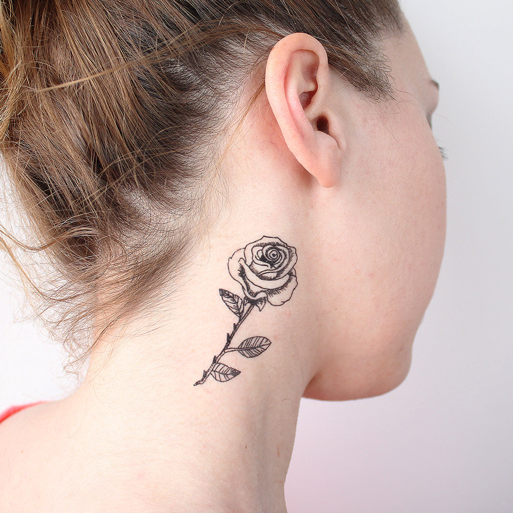 small rose neck tattoo 0037