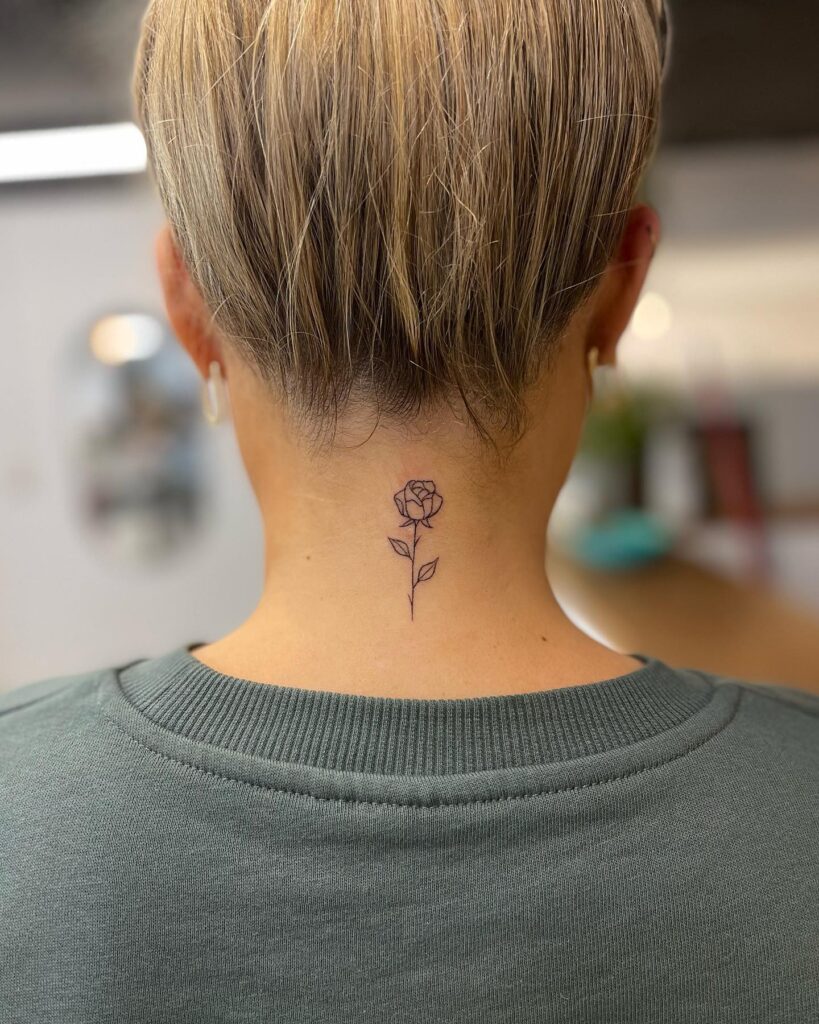 small rose neck tattoo 0039