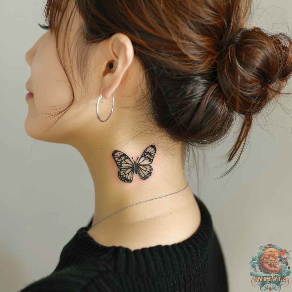 small rose neck tattoo 0044