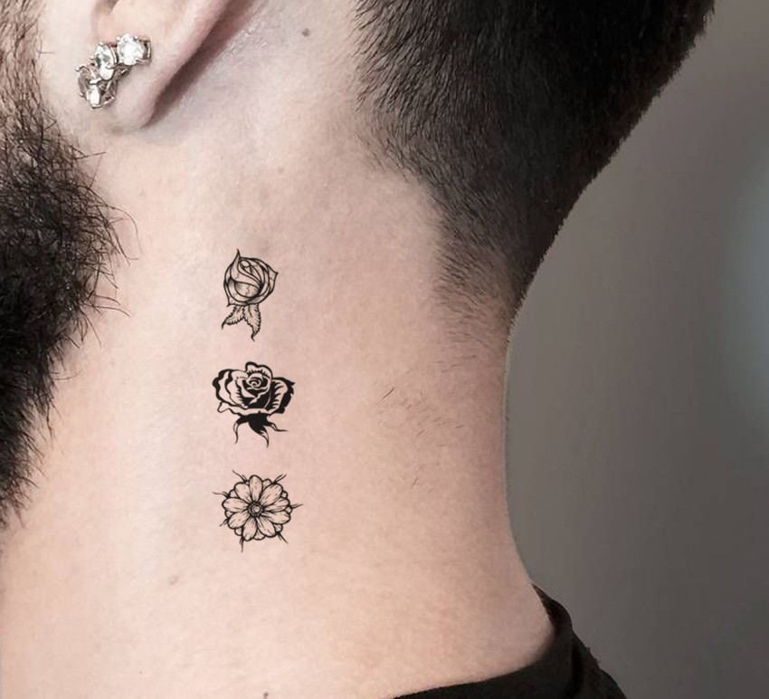 small rose neck tattoo 0047