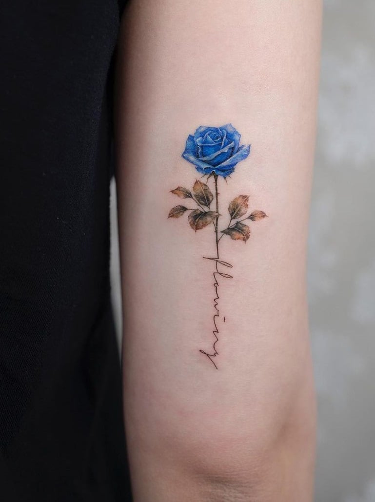 small rose neck tattoo 0048