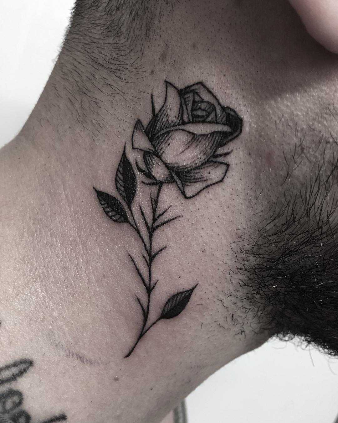 small rose neck tattoo 0050