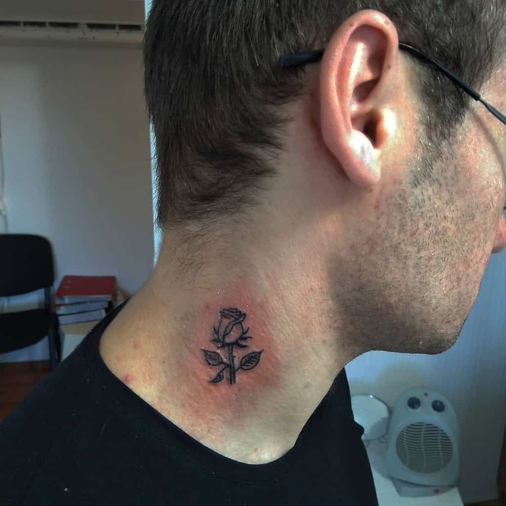 small rose neck tattoo 0052