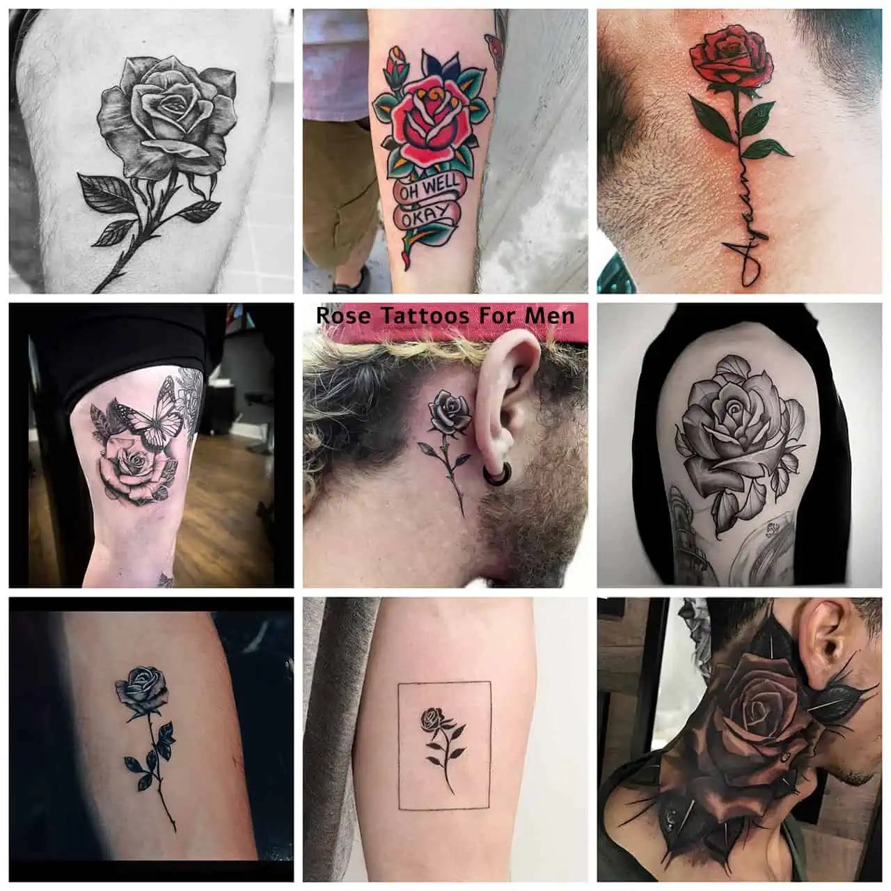 small rose neck tattoo 0064