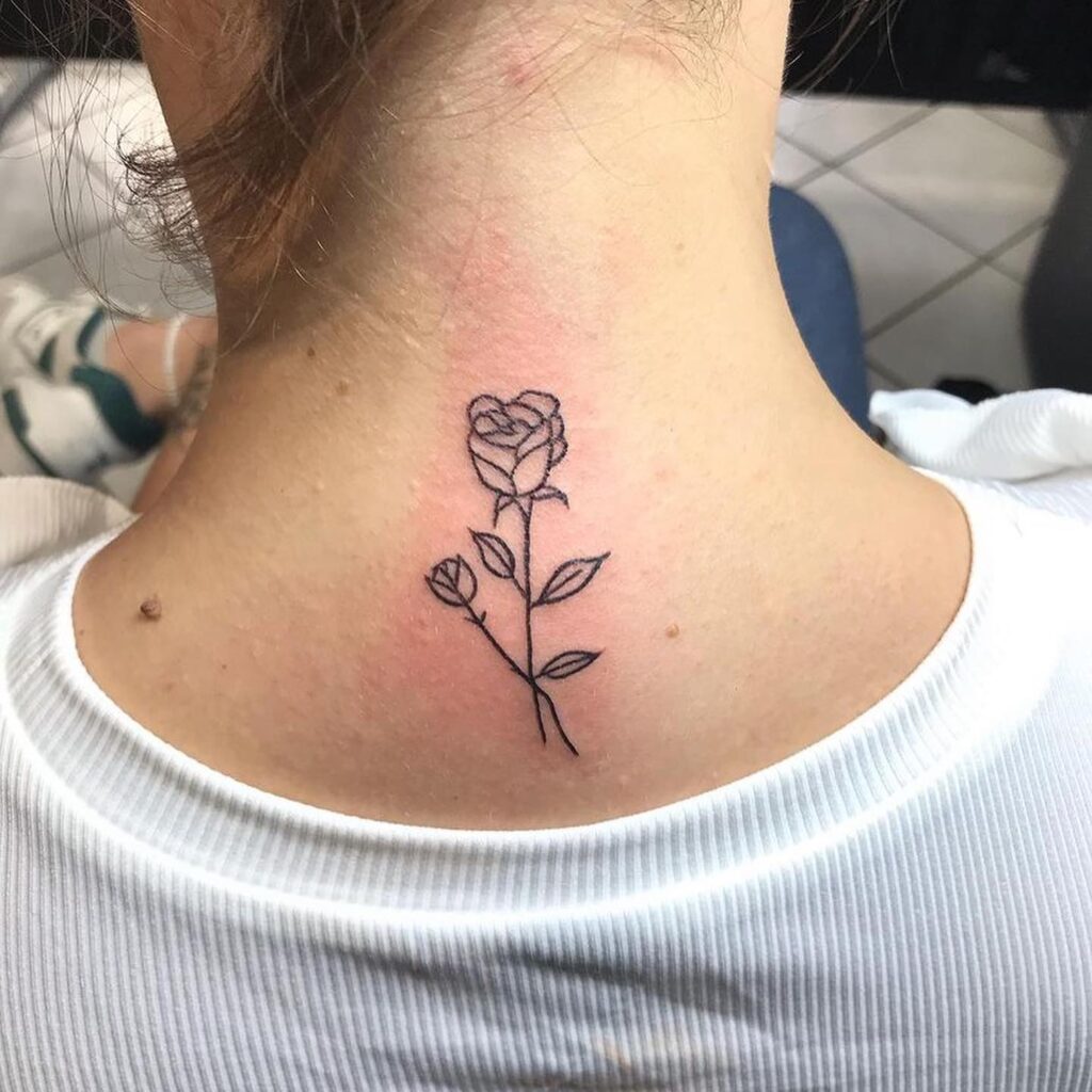 small rose neck tattoo 0067