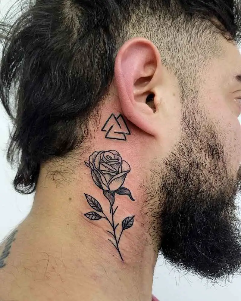 small rose neck tattoo 0068