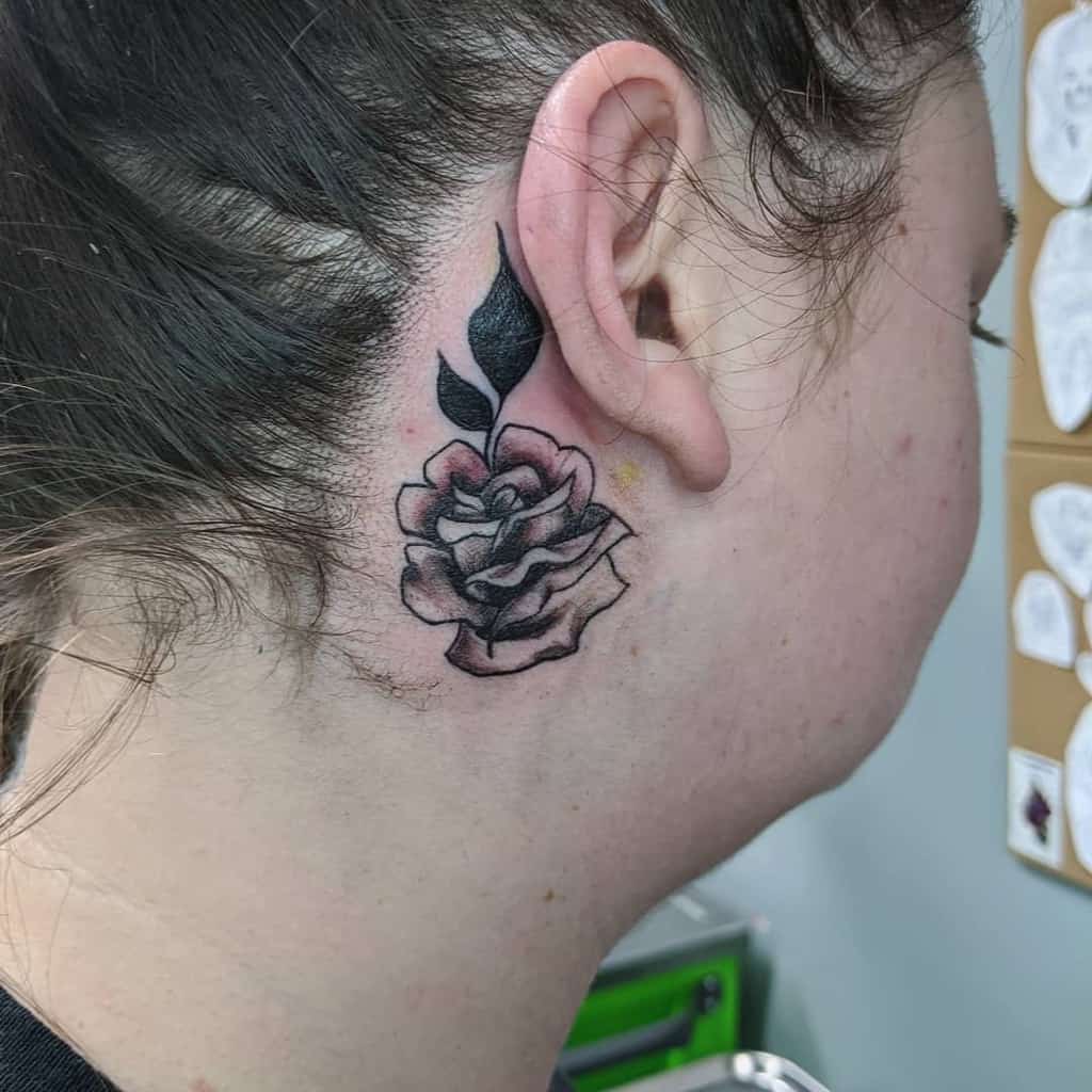 small rose neck tattoo 0071