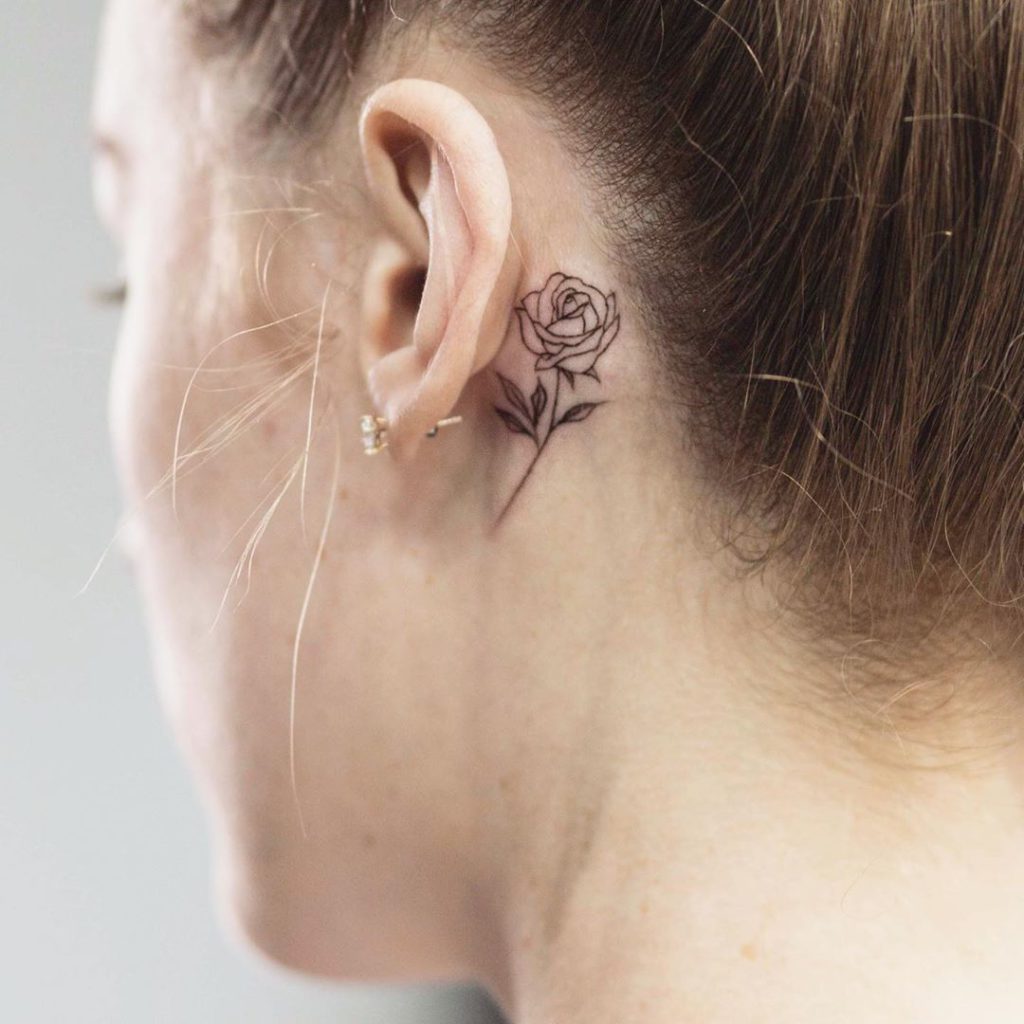 small rose neck tattoo 0073