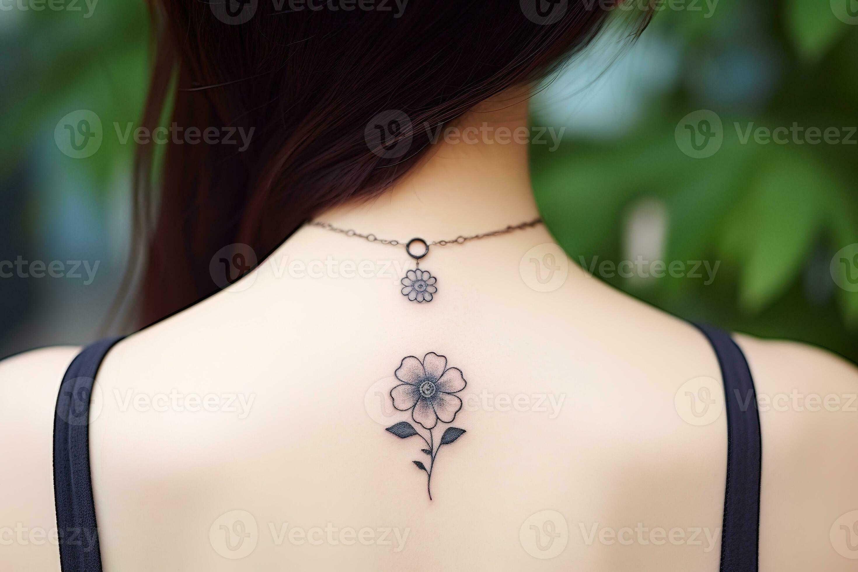 small rose neck tattoo 0082