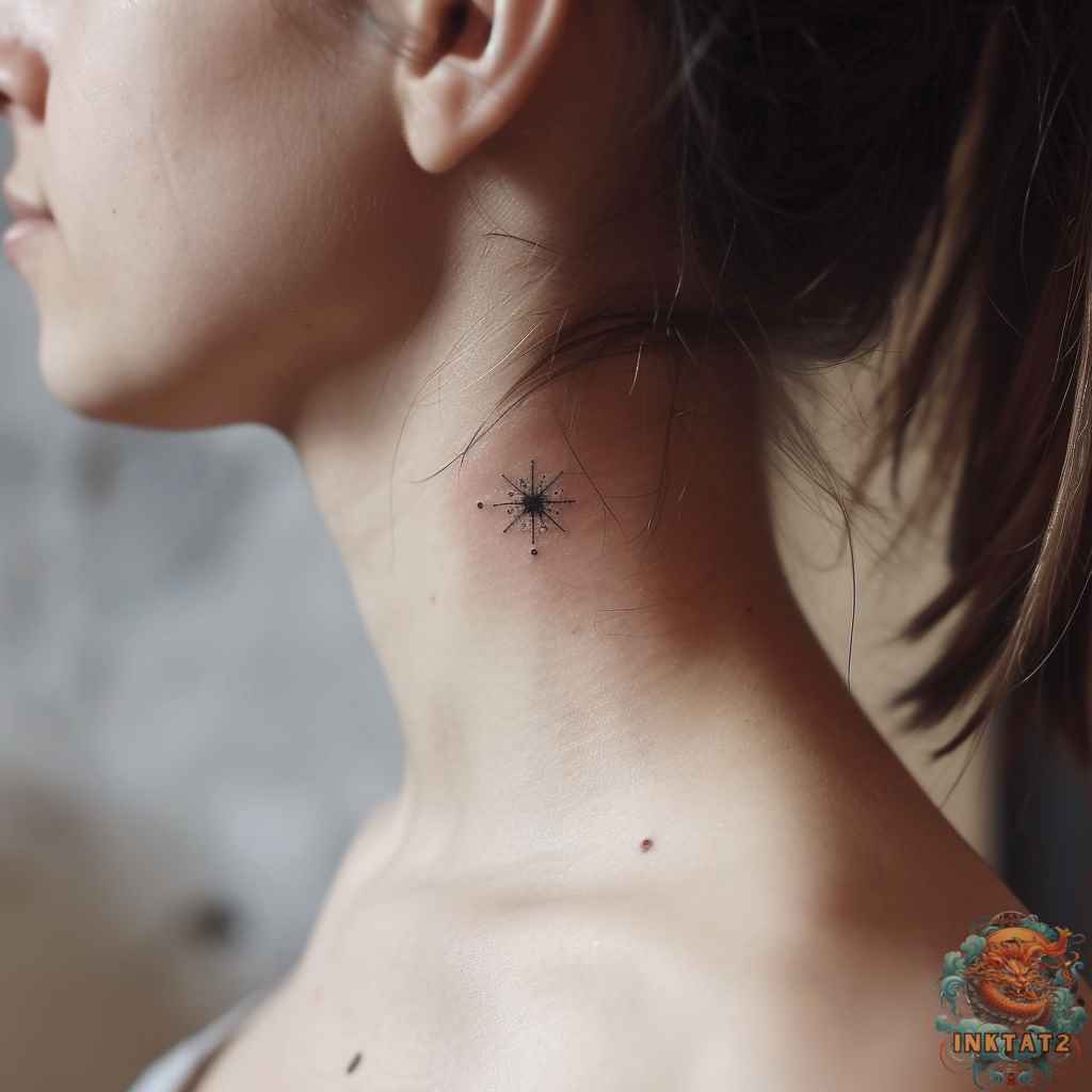 small rose neck tattoo 0083