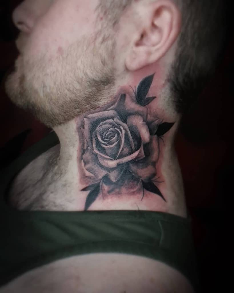 small rose neck tattoo 0084