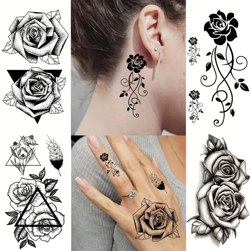 small rose neck tattoo 0092