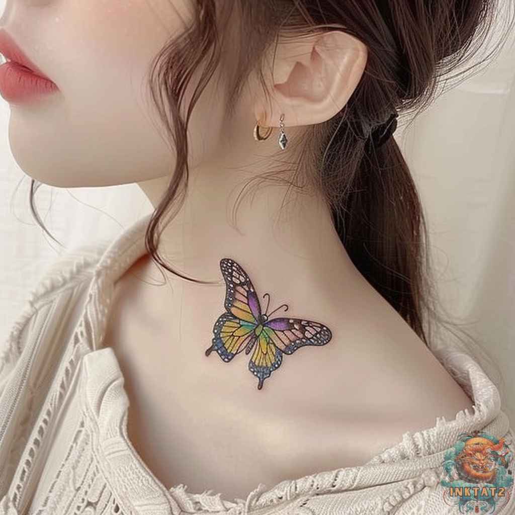 small rose neck tattoo 0094