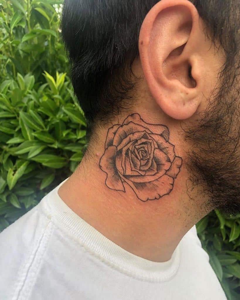 small rose neck tattoo 0098