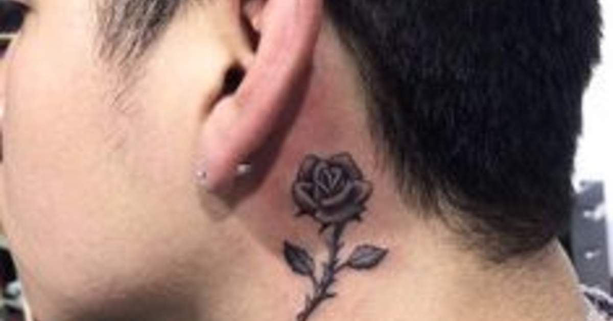 small rose neck tattoo 0099