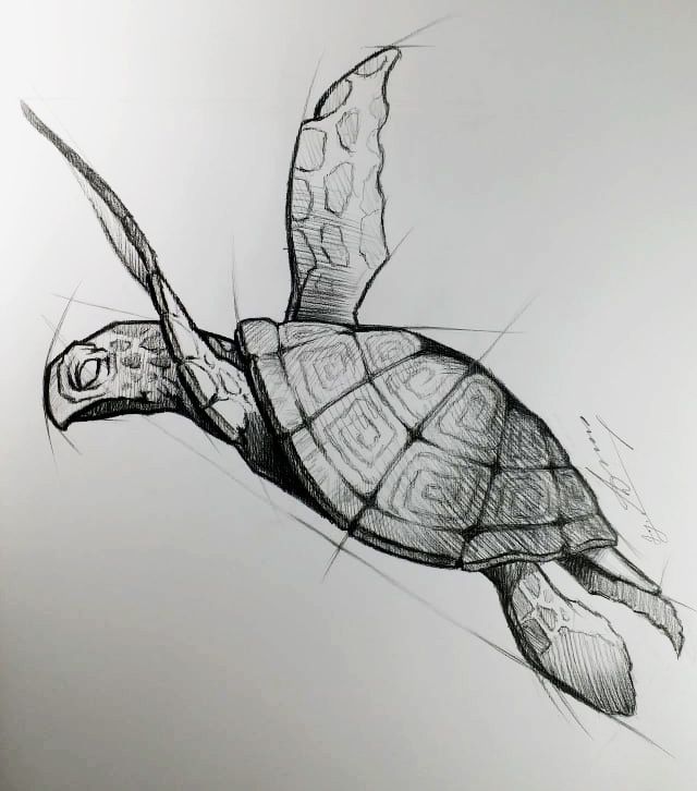 Small sea turtle tattoo 0070