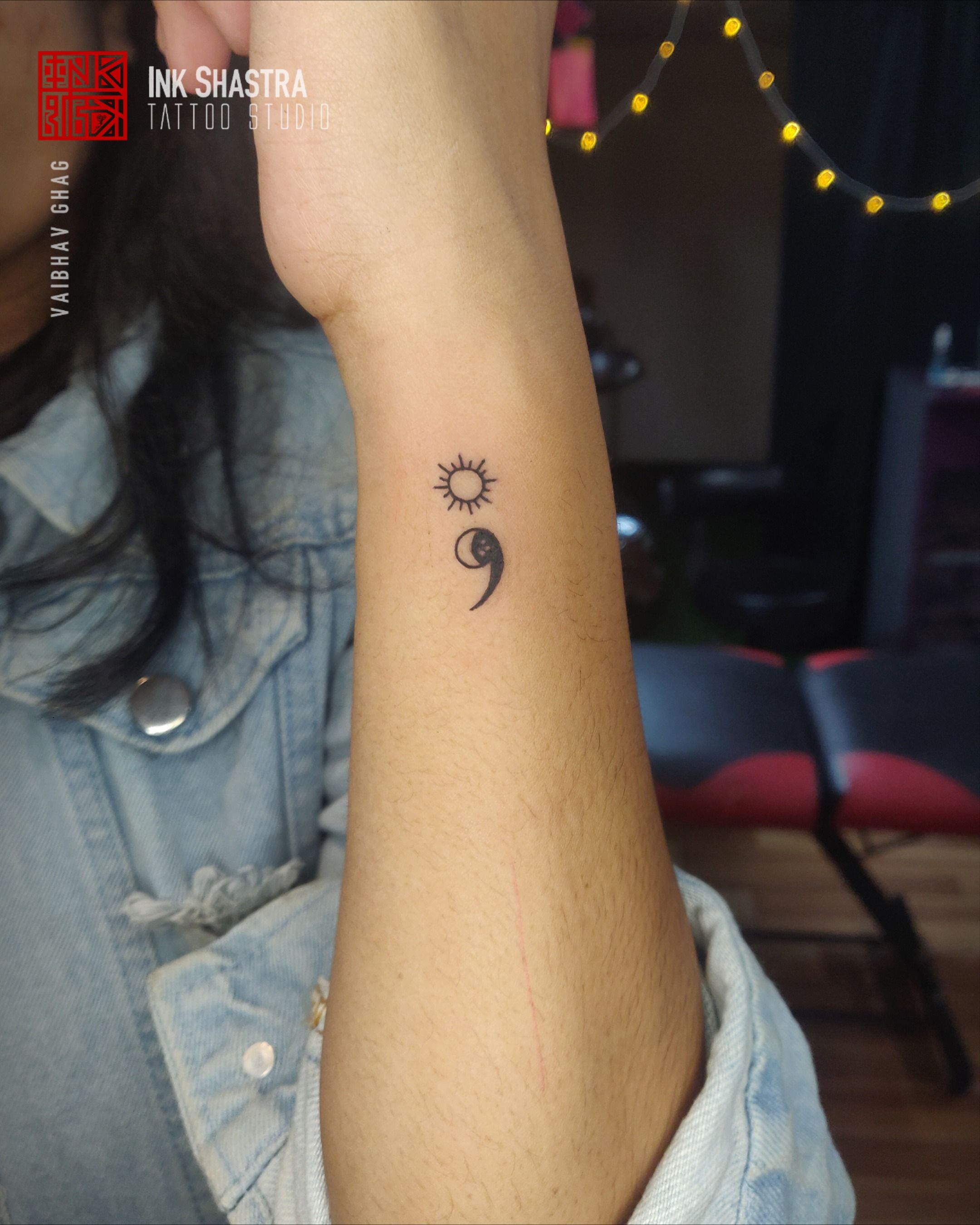 small semicolon butterfly tattoo 0029