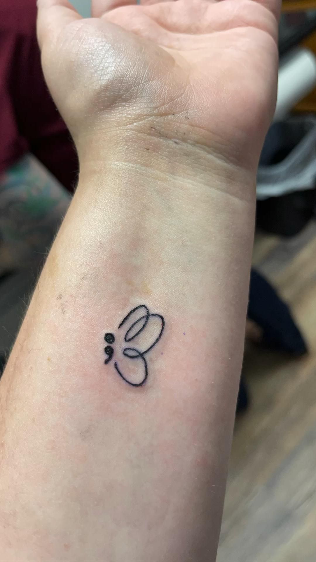 small semicolon butterfly tattoo 0034