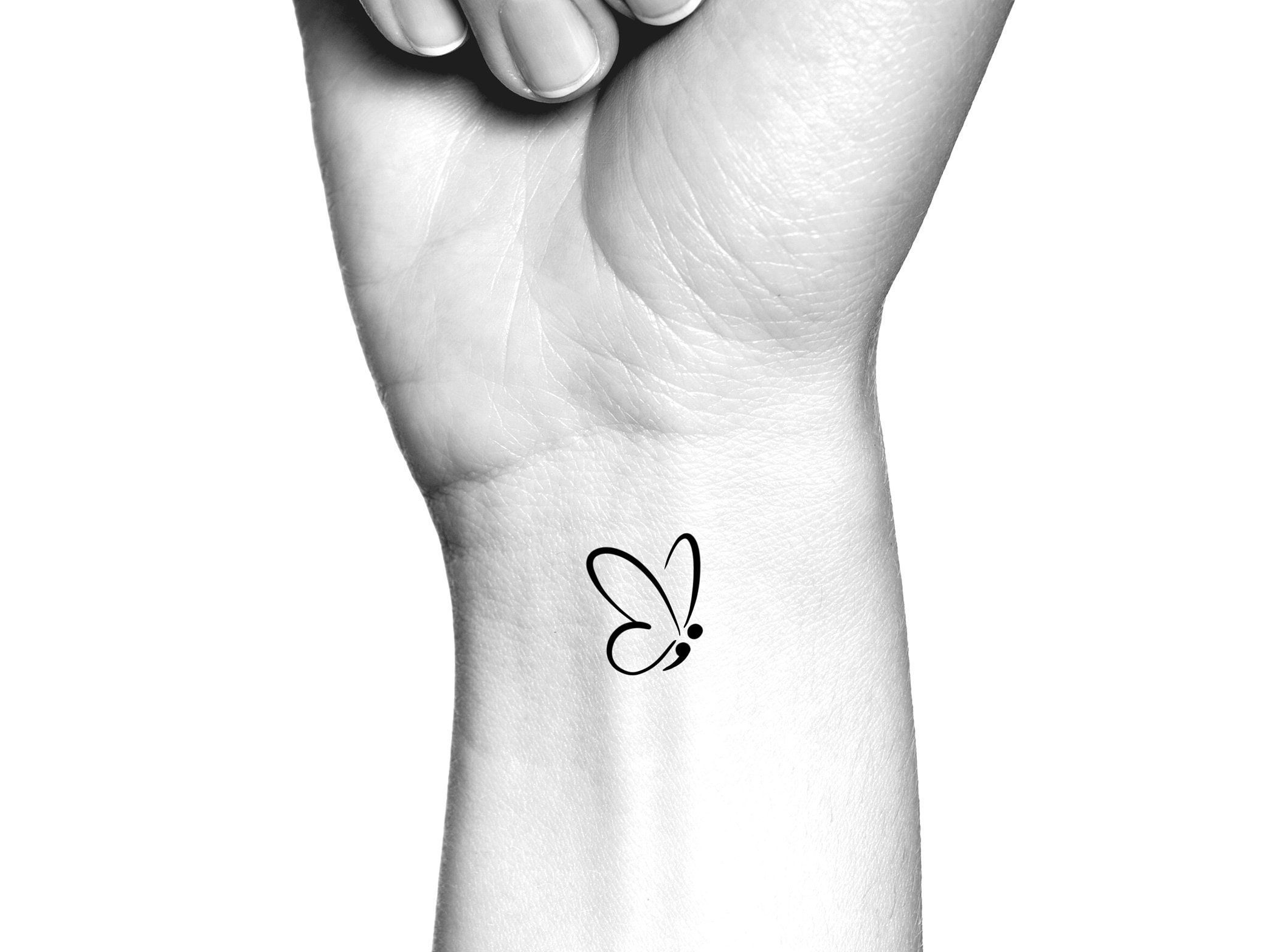 small semicolon butterfly tattoo 0054