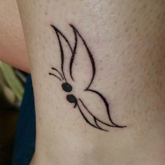 small semicolon butterfly tattoo 0081