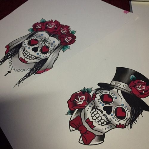 Small sugar skull tattoo 0025