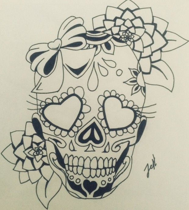 Small sugar skull tattoo 0033