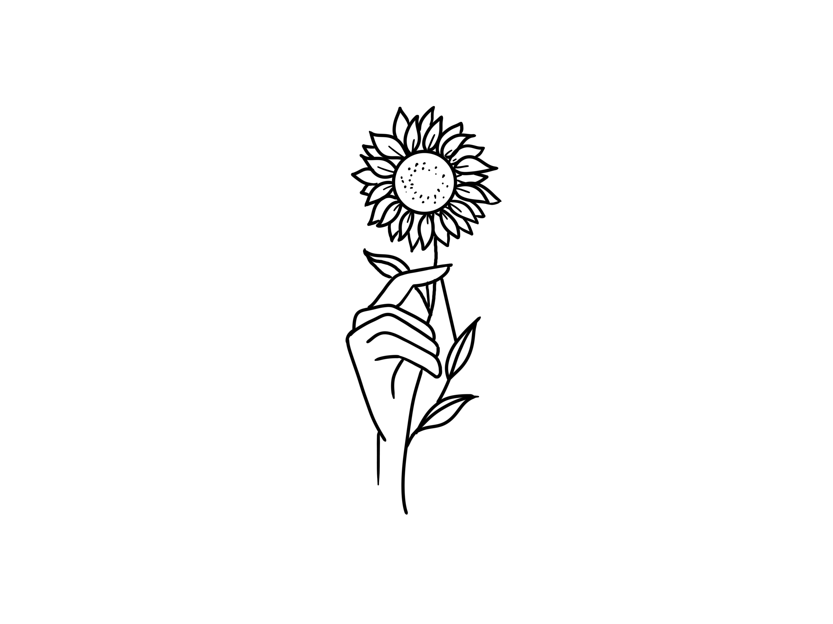 Small sunflower tattoo black and white 0043