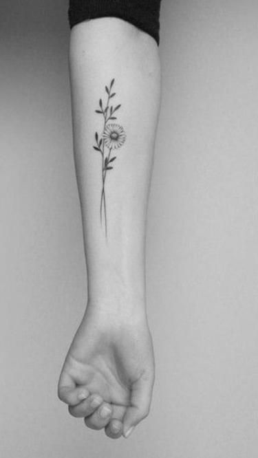 Small sunflower tattoo black and white 0064