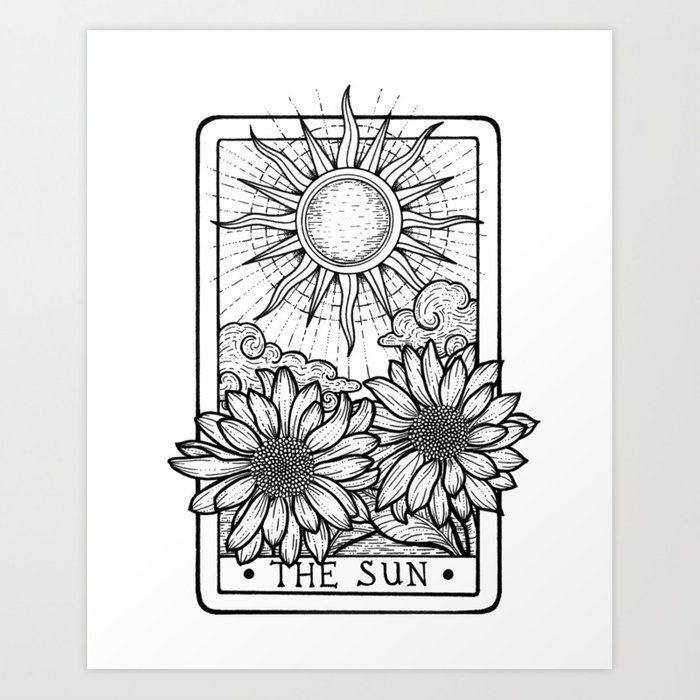 Small sunflower tattoo black and white 0093