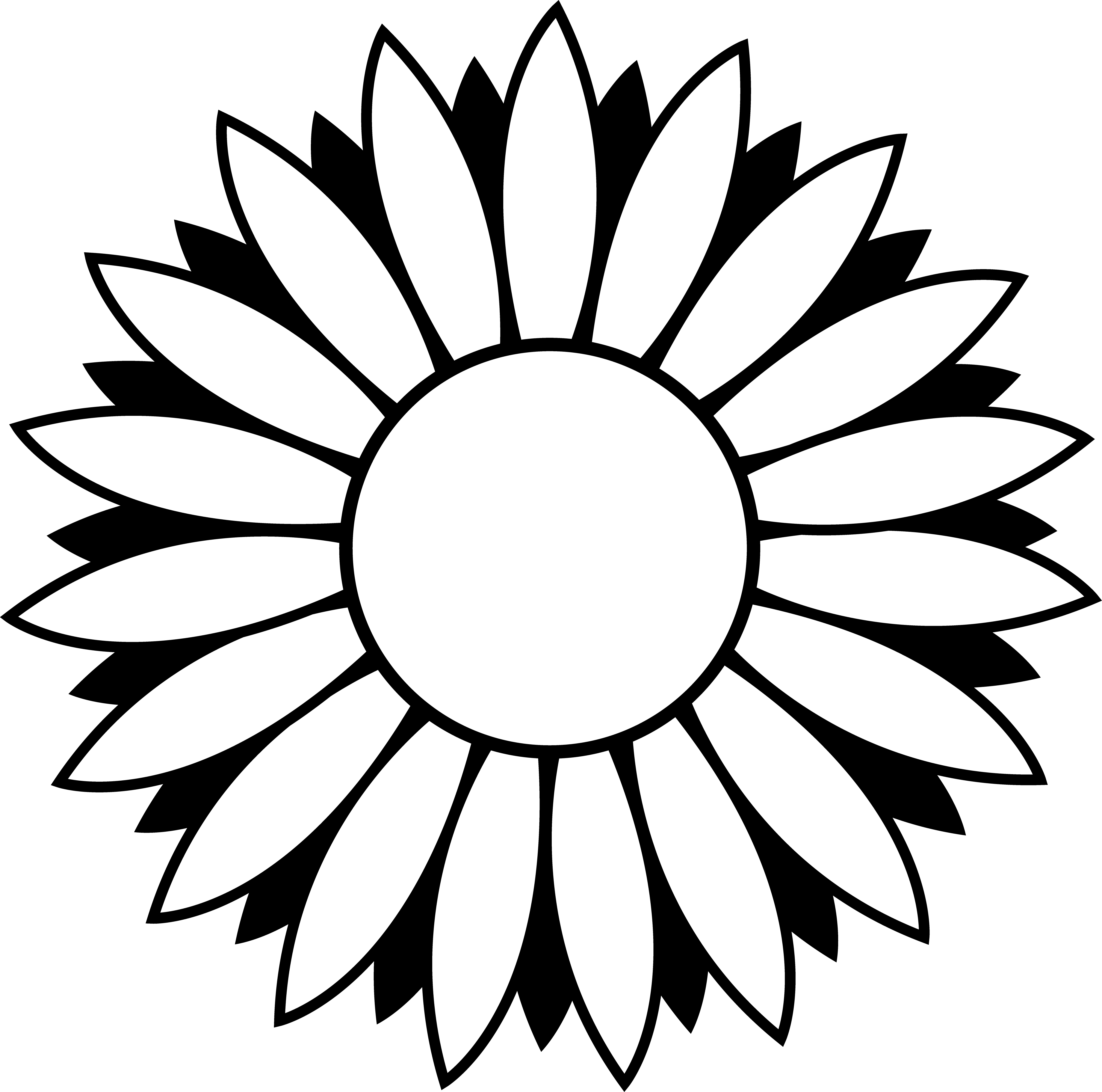 Small sunflower tattoo black and white 0099