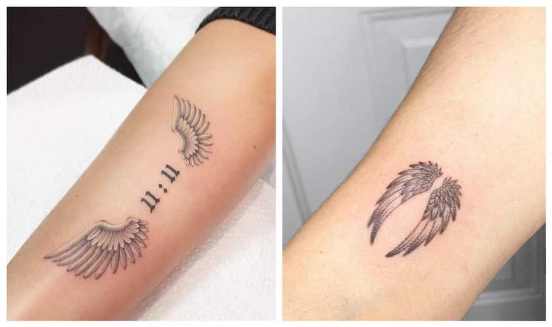 small wing tattoo on forearm 0019