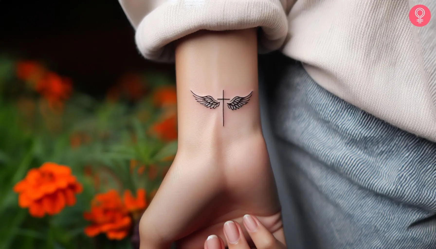 small wing tattoo on forearm 0044