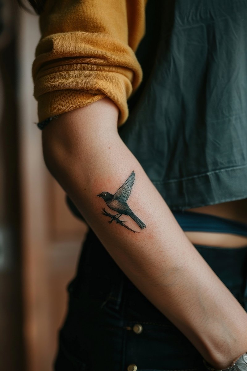 small wing tattoo on forearm 0050