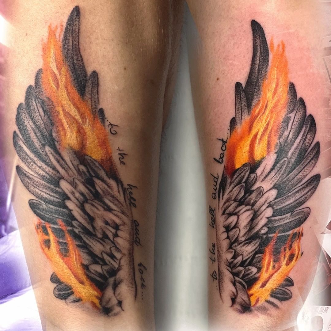 small wing tattoo on forearm 0092