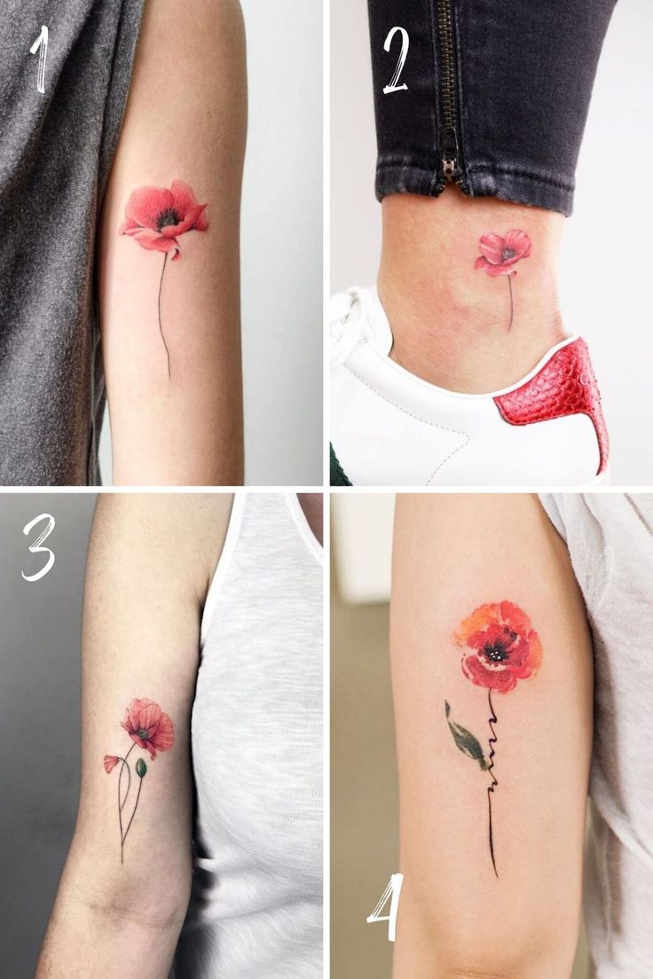 small wrist poppy tattoo designs