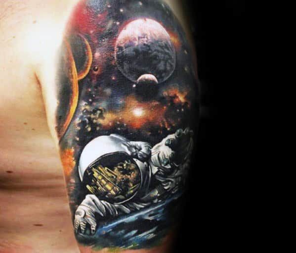 space-themed astronaut tattoo ideas