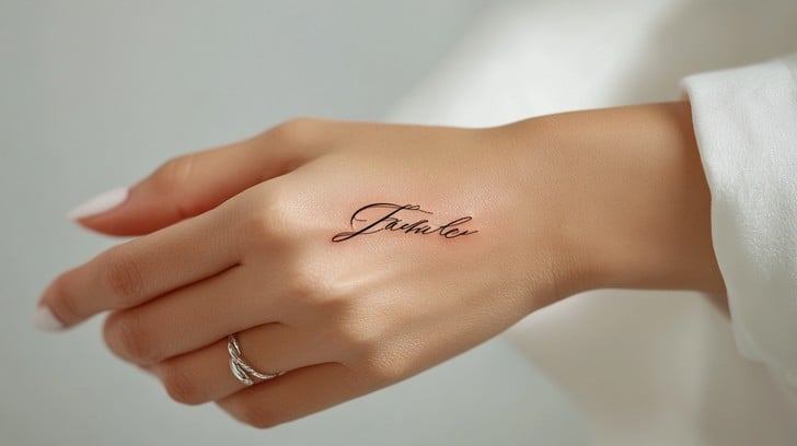 stylish feminine small cursive tattoo examples