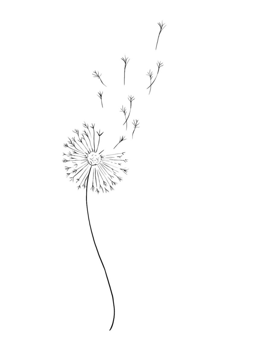 subtle small dandelion tattoo motifs.