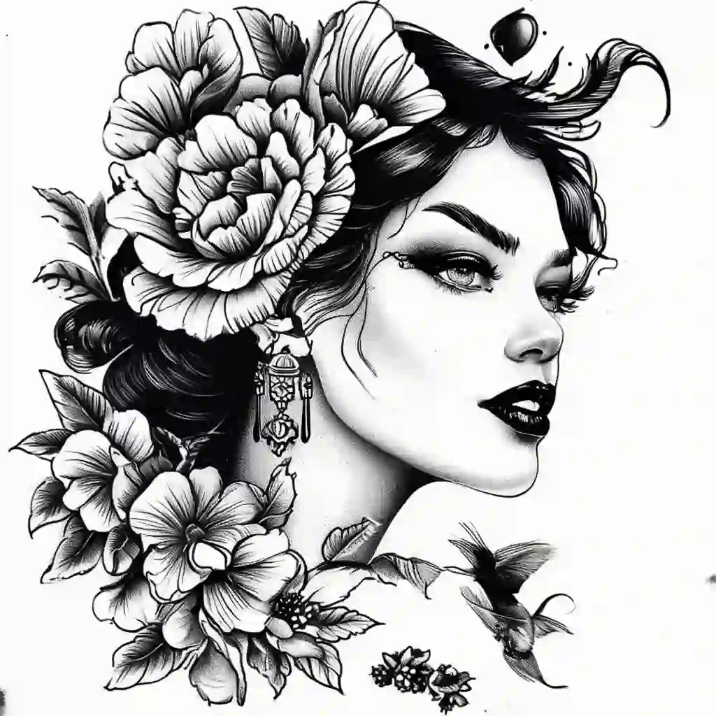 tattoo ideas woman face upside down oni face tattoo 0070